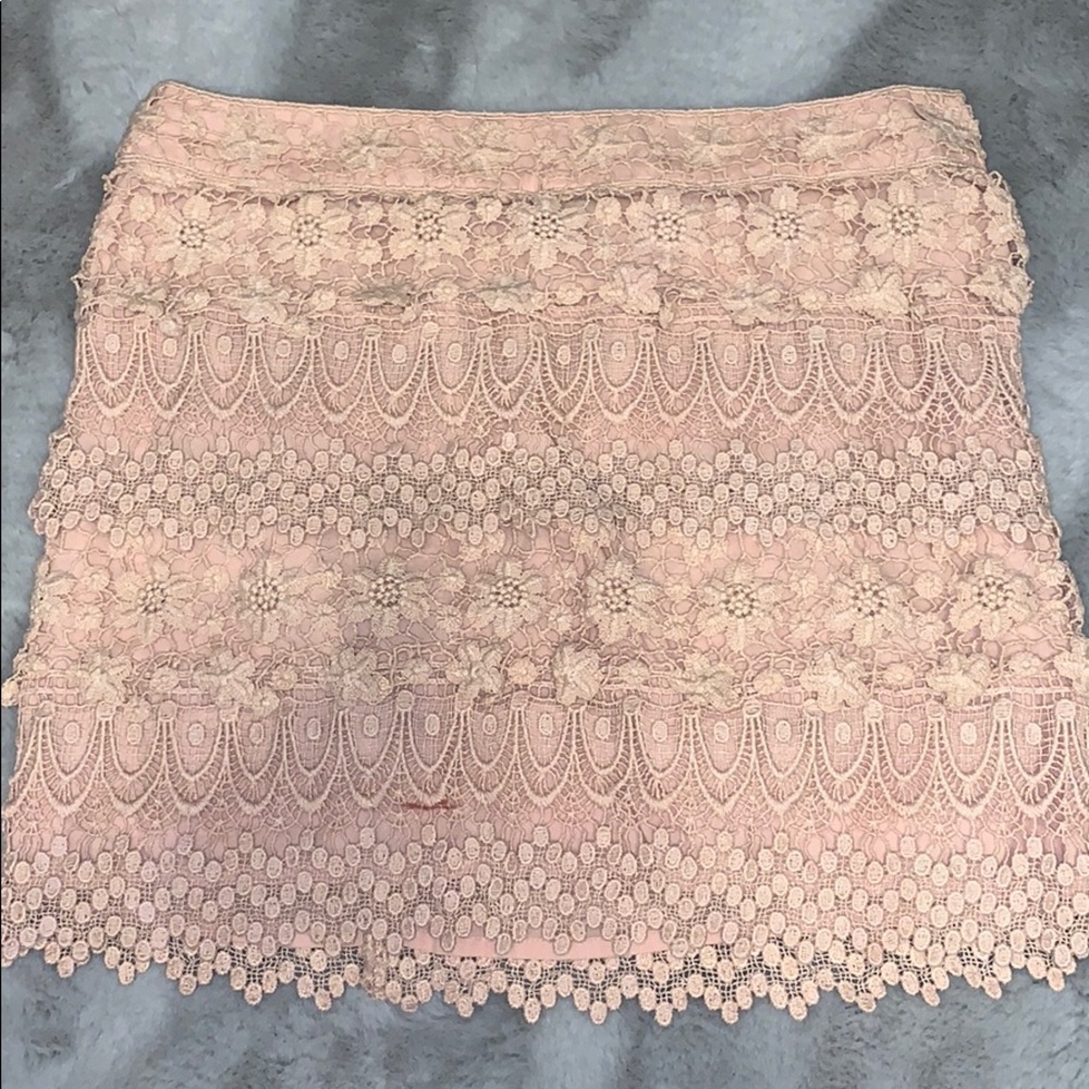 Pink lace skirt